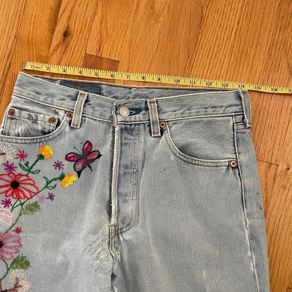 Rare Distressed custom embroidery vintage Levi 501 29x32 - Picture 2 of 13